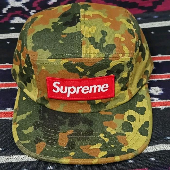 Topi Supreme Military Camp Cap SS19 Olive German Camo Second Original