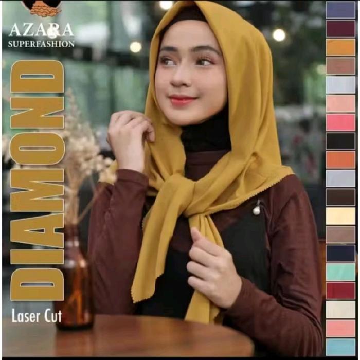 Azara Superfashion Segi Empat Diamond Laser Cut Ukuran 110x110 cm Hijab Modern dan Elegan