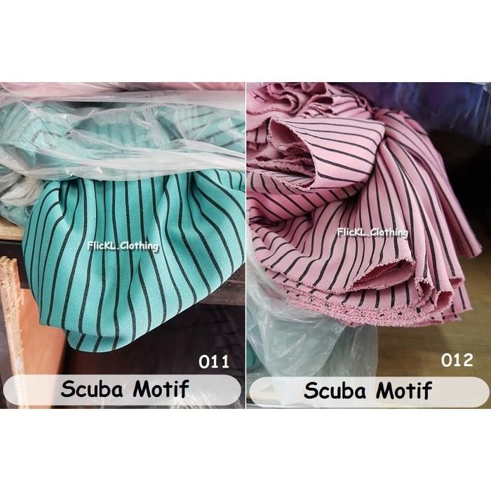 Bahan Kain Kaos Baju Scuba Polos Salur Motif Corak Atasan Gamis Muslim