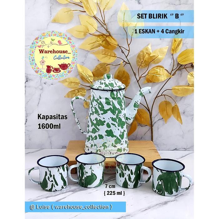 CANGKIR DAN TEKO SET BLIRIK / TEKO DAN CANGKIR SET JADUL / SET JADUL UNIK set teko dan cangkir ename