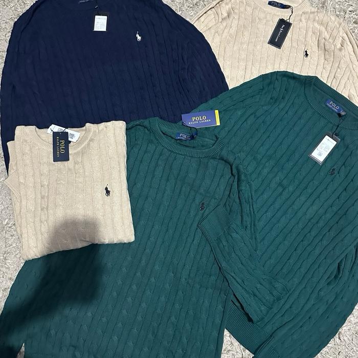 Ralph Lauren Polo Cable Knit Indonesia 100% Original Bahan Rajut Berkualitas Tinggi Logo Bordir Asli