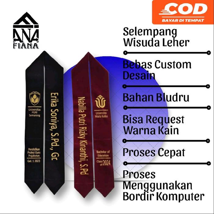 Selempang Wisuda Bordir | Selempang Wisuda Leher | Selempang Bludru | Selempang Wisuda
