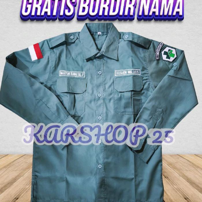 KEMEJA REKAM MEDIS LENGAN PANJANG TERBARU SERAGAM REKAM MEDIS ATASAN BAJU REKAM MEDIS KEMEJA KERJA R