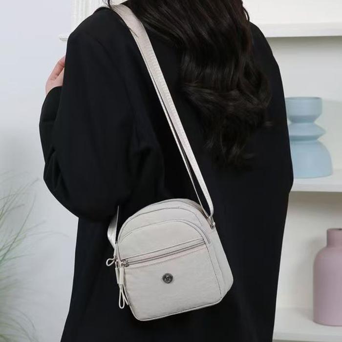 Tas Selempang Mini Wanita YS23 2SU Bahan Nylon Waterproof Hitam Desain Multifungsi Tali Adjustable K