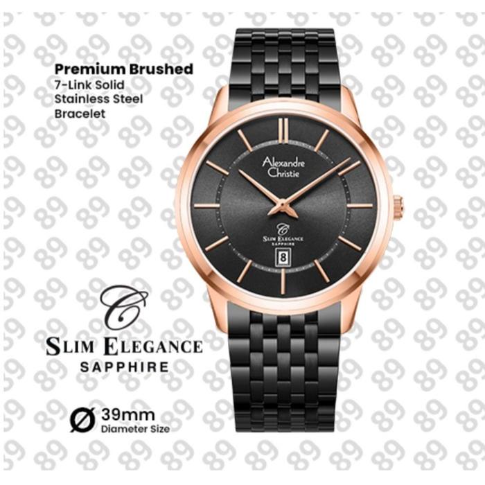 ALEXANDRE CHRISTIE AC 8709MD Jam Tangan Pria Slim Elegance Sapphire Premium Brushed 39mm Stainless S