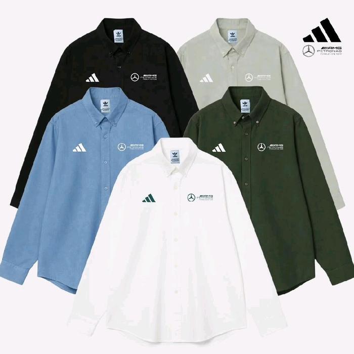 Kemeja Adidas Mecedesz Benz Bordir 3D Brand Import