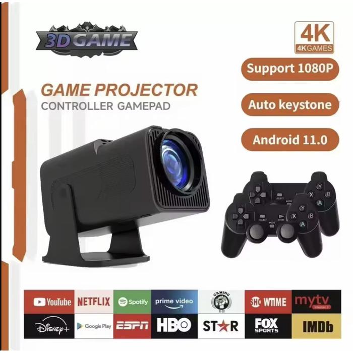 SMARTCOM ~ Proyektor Android Gaming HY320 MAX 1080P 4K Wifi 6 Gaming Projector with GAME STICK