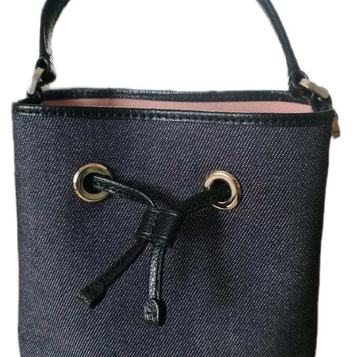 KS Tote Bag Asli Preloved dengan Desain Denim dan Tali Pengikat Elegan Cocok untuk Gaya Harian Anda 