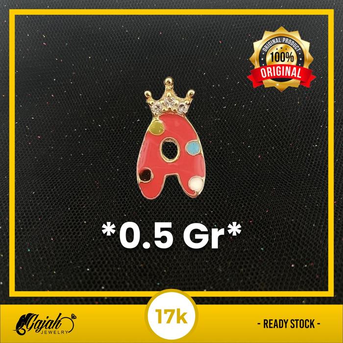 Liontin Abjad A Emas 17K - Toko Emas Gajah - 0.5 Gram 585