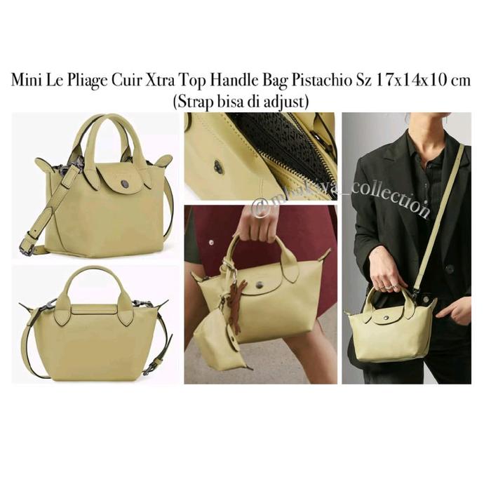 Mini Le Pliage Cuir Top Handle Bag Pistachio