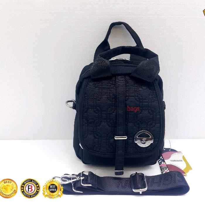 Tas Import Wanita Sigmon 3 in 1 Bahan Kanvas Ukuran Sedang - Selempang, Slingbag, Tangan, Jinjing, R