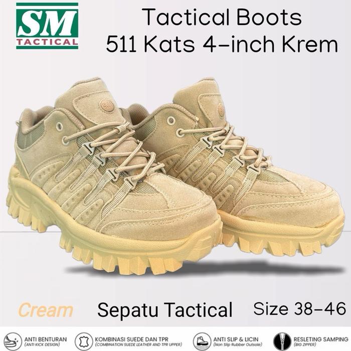 Sepatu Boots Tactical 511 Kats 4-inch Krem PDH Sol Anti slip Pria - Shoes