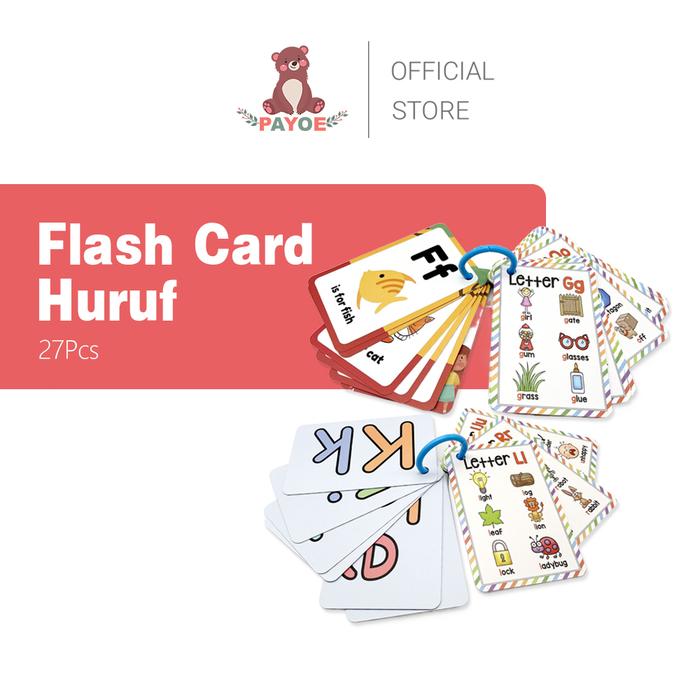 PAYOE Flash Card Bahasa Inggris / Flash Card Huruf Abjad Edukasi Anak 27 PCS