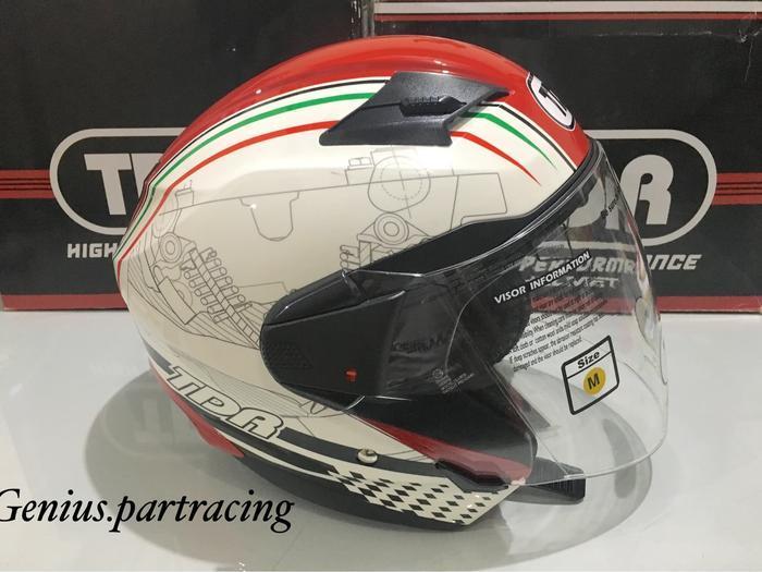 HELM TDR HALF FACE DOUBLE VISOR WHITE/RED