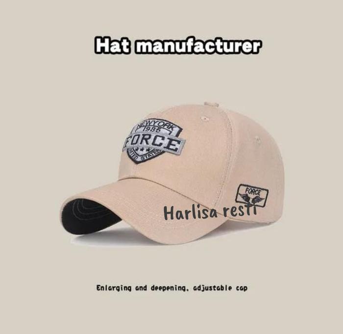 Topi Pria NY FORCE topi baseball bordir premium distro HIGH QUALITY Biru Cap Dewasa Hitam