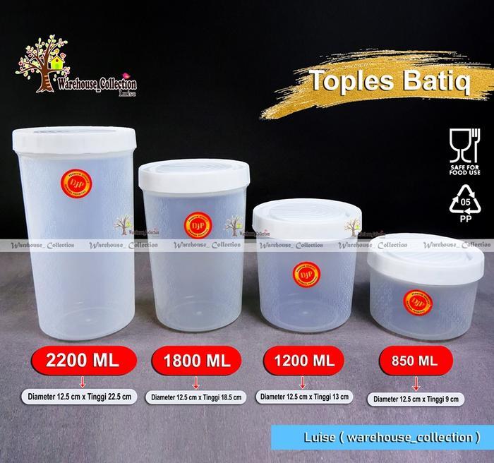 (4 PCS) TOPLES SET WHITE BATIK SERIES || Toples Tutup putar || Toples Kue Kering || toples tutup dra