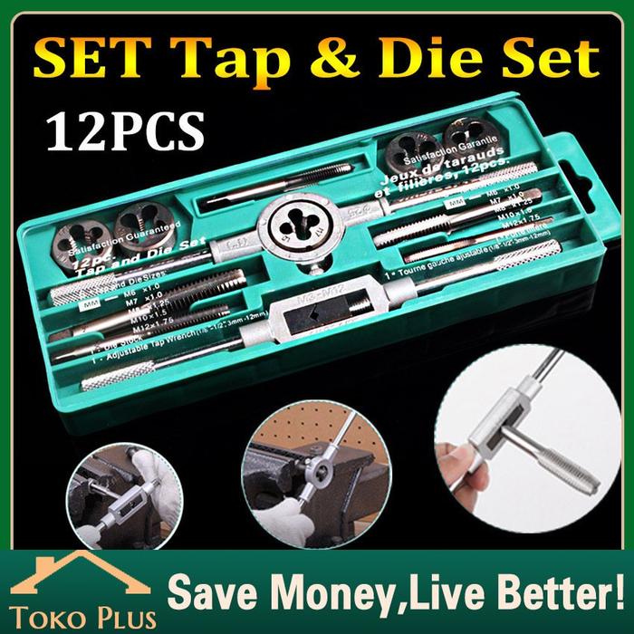 12/20Pcs Adjustable Hand Tap and Dies Set Alat Snai dan Tap Ulir Baut Senai Die Senei Kualitas