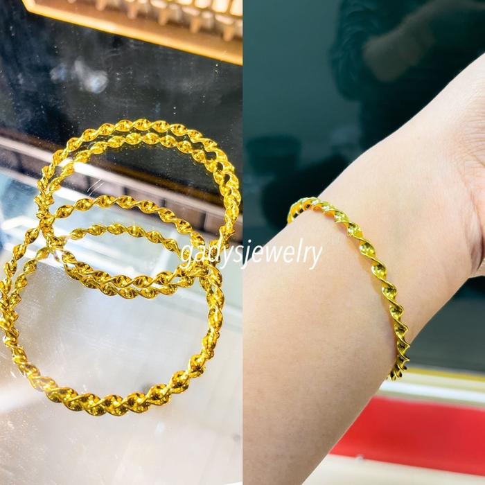 gelang keroncong putar viral Lapis Emas 24krt Crum Emas Muda 18gram gelang Cewek Replika Premium Gol