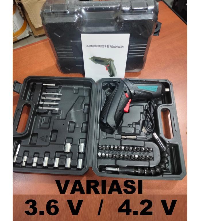 set 47pcs Mesin Bor Obeng Elektrik Cordless Screwdriver Mesin Bor Mini