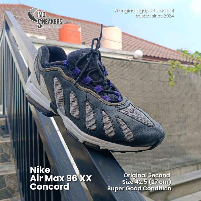 Nike Air Max 96 XX Hitam Putih Ungu Sepatu Sneakers Original