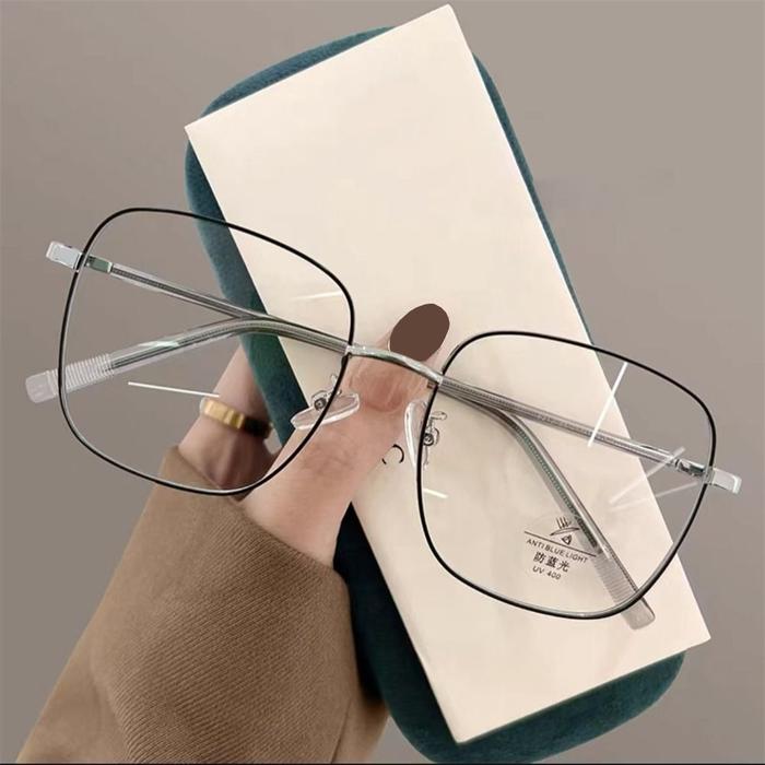 Daily Metal Frame Anti-UV Blue Rays Glasses Ultra-light Big Frame Eyeglasses Vision Care Myopia Glas