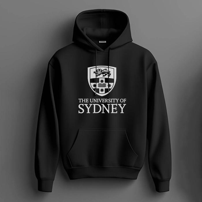 Hoodie USYD University OF SYDNEY Australia Premium Fleece Cloth Sweater Jacket Hood Black Hitam