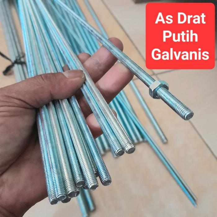 As drat Long drat putih galvanis Panjang 1meter M5 M6 M8 M10 M12 | Long drat putih galvanis Panjang 