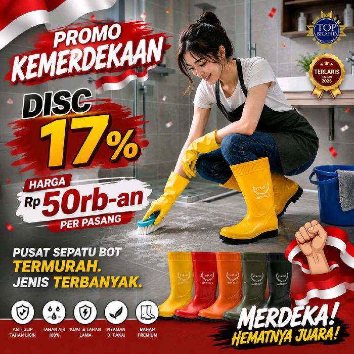 Sepatu Bot Kuning Karet Yubang Lentur dan JP tebal