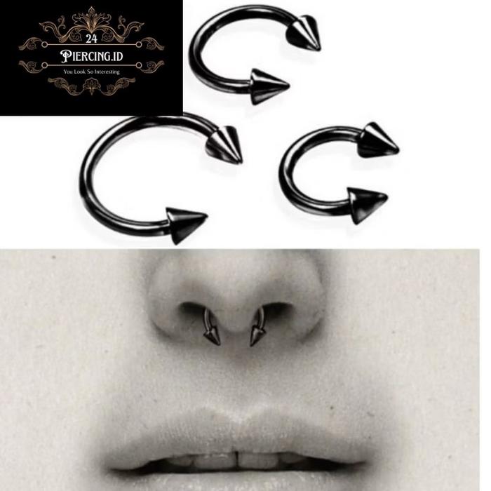 ￼Anting Nose stud / Piercing hidung / Anting hidung c jarum hitam 8MM