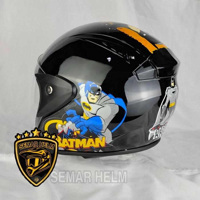 helm anak laki laki perempuan 3 4 5 6 7 8 9 tahun TK SD karakter spiderman batman mobil SNI