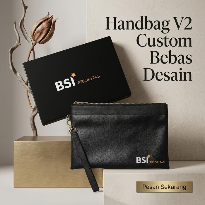 Handbag V2 BSI PRIORITAS Custom Logo Bebas Desain - Clutch Premium Souvenir Kantor & Eksklusif Gift 
