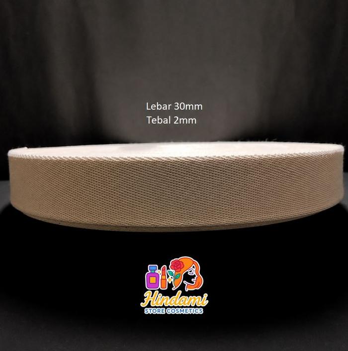 TALI WEBBING KATUN TALI TAS LEBAR 3 CM TEBAL 2 MM PUTIH TULANG HARGA PER 1 ROL