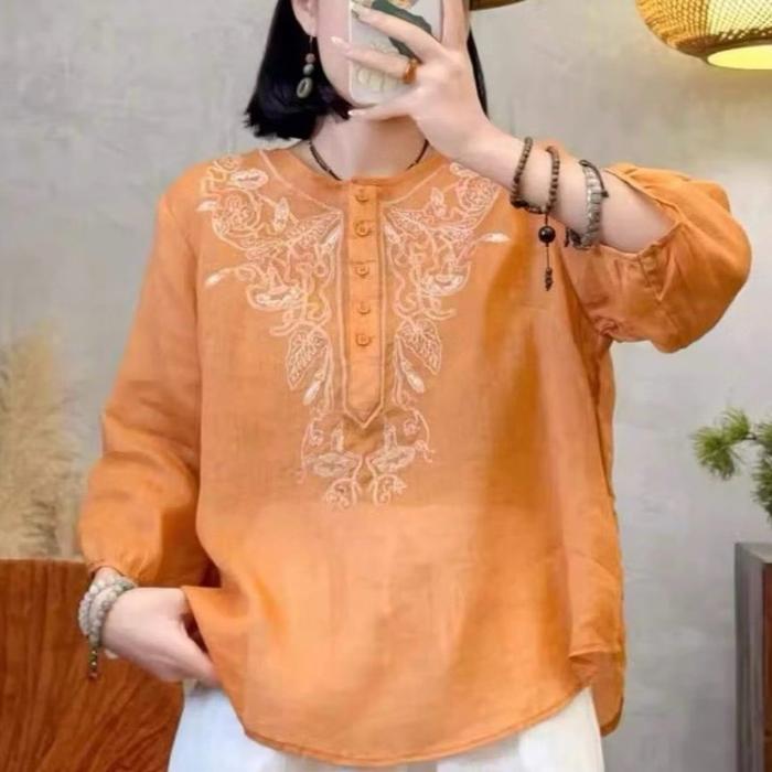 CO5CO Chinese Vintage Women Embroidered Cheongsam Top Summer Shanghai Clothing Blouse Oriental Bordi