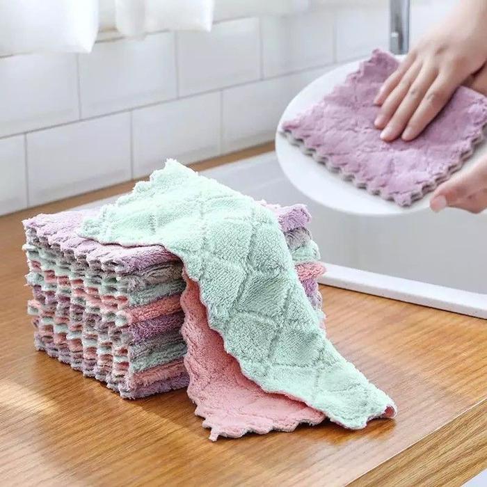 Kain Lap Piring Anti Minyak Bahan Microfiber /Lap Cuci Piring
