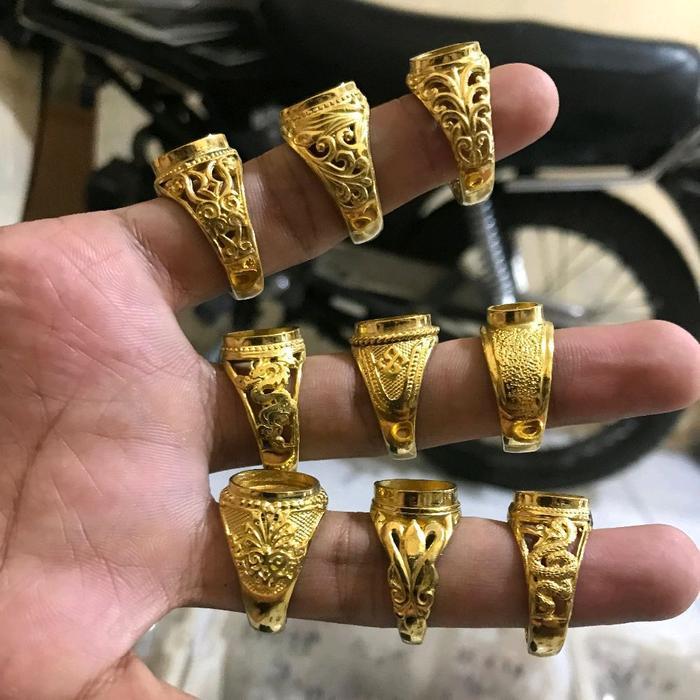 BERKUALITAS Emban ring cincin akik kuningan kecil miinion