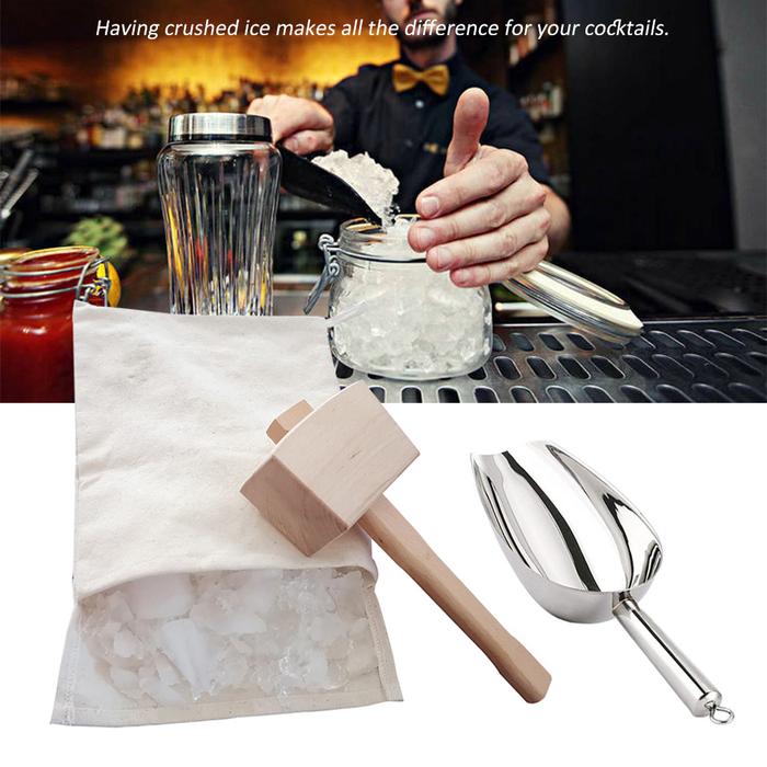Mojitos Party Ice Mallet Set DIY Bar Tools Cotton Blend Bag For