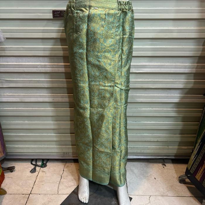 Rok songket span wanita hijau sage
