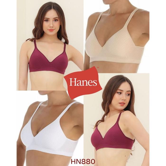 Bra Wanita Tanpa Kawat Wireless Full Cup Busa Tipis HANES  size XS s/d XL (bra 32B s/d 40D) Big Size