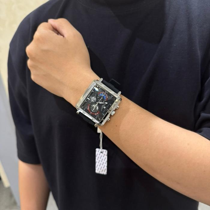 JAM KARET SILVER PETAK KEREN COWOK READY