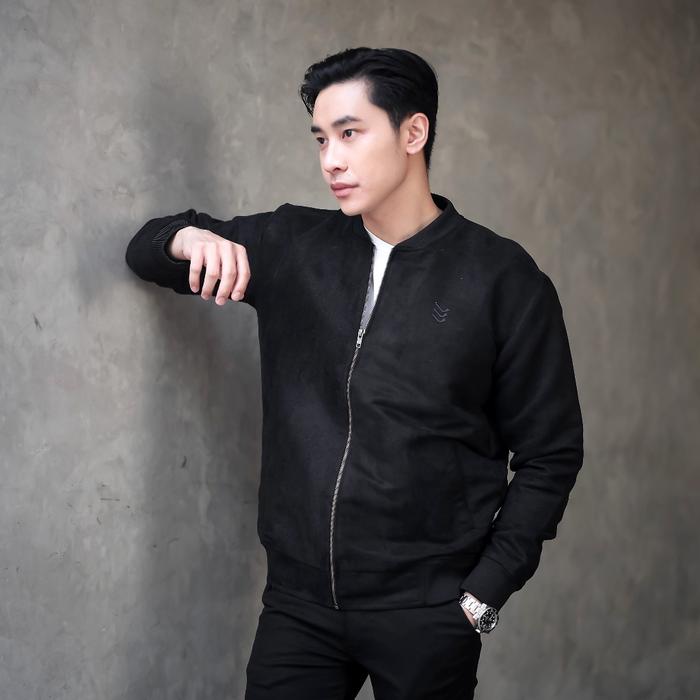 Jaket Suede Malvin Black Pria Casual Hitam Kulit Sapi Dalam Slimfit - Blazer