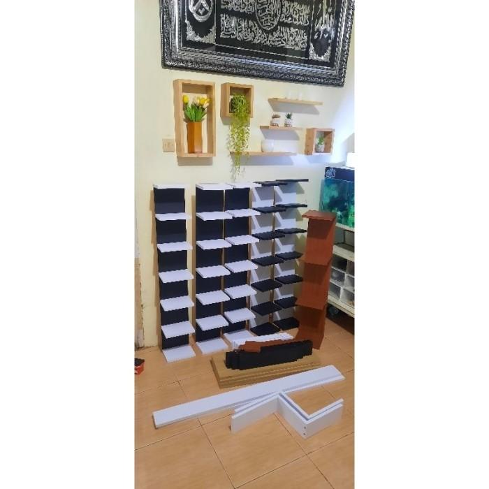 Rak Kosmetik Tempel Dinding Rak Tingkat Susun Minimalis Rak Sepatu Dinding Serbaguna Sudut Tempel Po