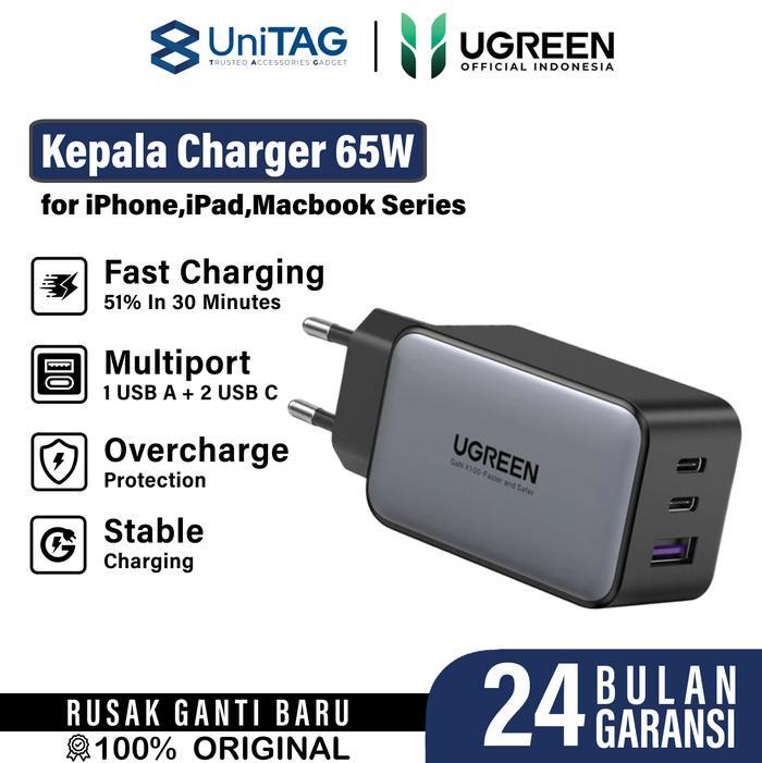 Kepala Charger for iPhone Samsung iPad Macbook UGREEN Adaptor Charger Nexode 140W 100W 65W 45W 30W 2
