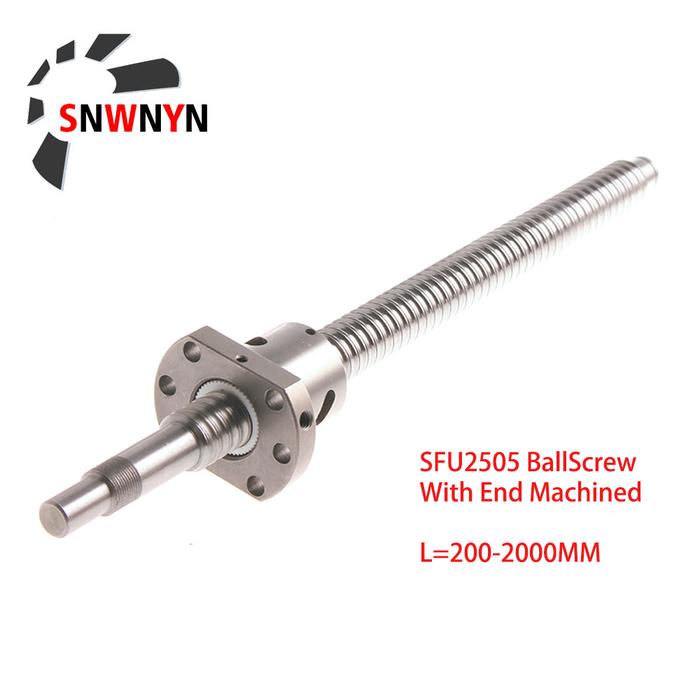2505 BallScrew SFU2505 300 500 1000 1500 2000mm C7 Ball Screw With