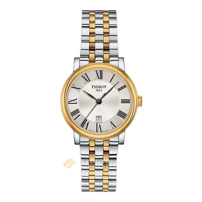 Jam Tangan Wanita Tissot T-Classic T122.210.22.033.00 Carson Premium Lady Silver Dial Dual Tone Stai