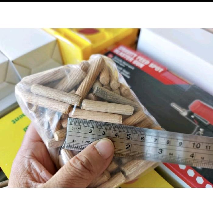 pin dowel kayu 8mm x 40mm/ pin jointer sambungan kayu 4m / 1 pack isi 100pcs / pen dowel 4cm