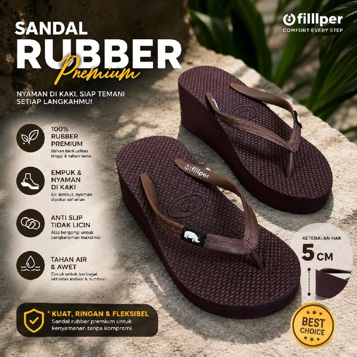 [COD] Sandal Jepit Sendal CEWEK KARET FIPPER HAK 5 cm WEDGES PREMIUM Wanita Empuk Murah Nyaman Fashi