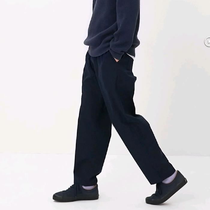 [ORIGINAL 100%] Uniqlo Celana Flannel Ankle Rileks Navy XXL Original celana panjang uniqlo celana pa