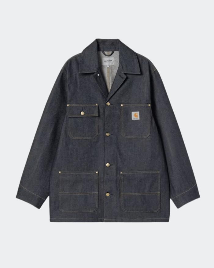 Carhartt WIP ORIGINAL Aden Chore Coat Blue Rigid Denim Jacket Size M