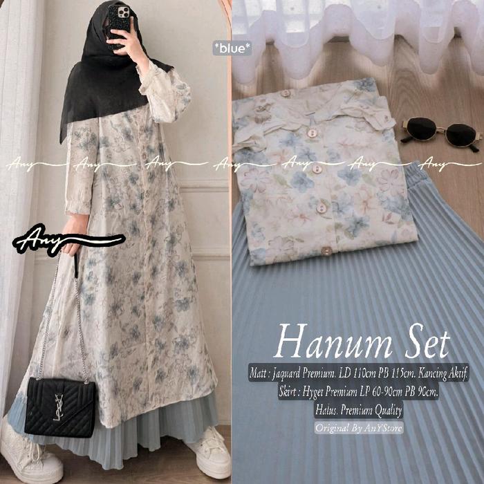 Tunik&rok Hanum set Jacguard premium •size  LD 110cm PB 115cm kancing aktif skirl:hyget  premium lp 