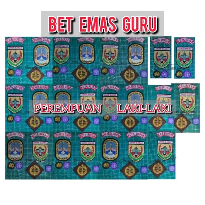 Bet 1 Set Emas Kwarda DKI Jakarta Jawa Barat Perempuan Laki-Laki Pembina Guru Penegak Pramuka Benang